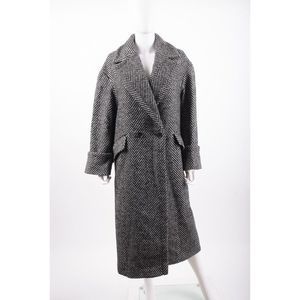 Zara Woman Overcoat Long Coat Oversize XS-S Black White Herringbone 2675/240 NWT